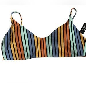 Hurley Size LARGE HT1114 Bombay Stripe Bralette Swim Bra New WITH TAGS